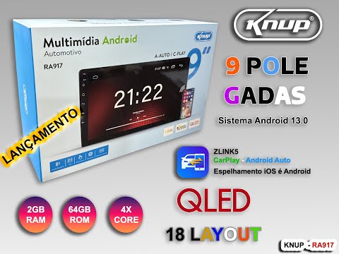 KNUP RA917 Multimedia System - Android 14 - 2GB - 64GB - QLED - Android Auto CarPlay - Screen Mir...