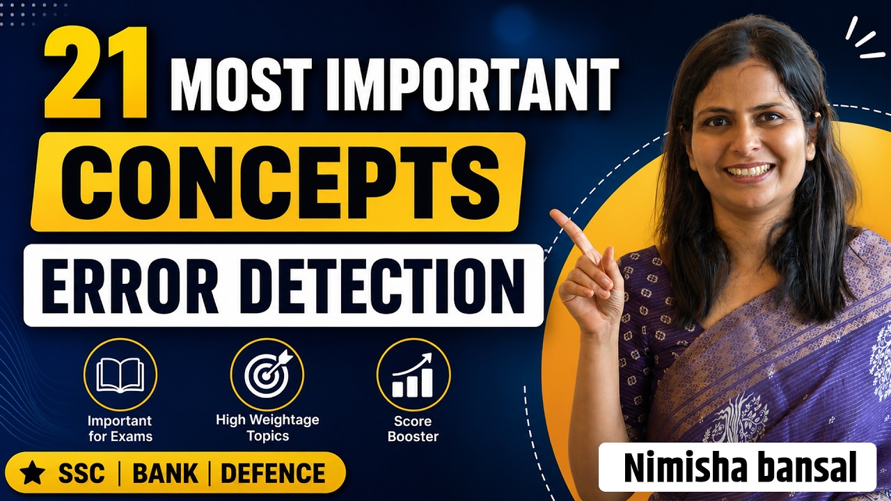 21 Most Important Error Detection Concepts for SSC, Bank & Defence 2026 | Nimisha Bansal