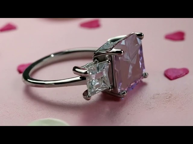 خاتم فضي فاخر بثلاثة أحجار – لمسة رومانسية وأنثوية