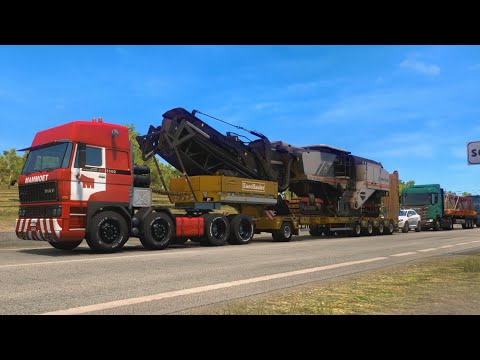 Euro Truck Simulator 2 -  DAF F241 Mammoet 428Hp - Heavy Trailer Transporting Asphalt Miller Machine