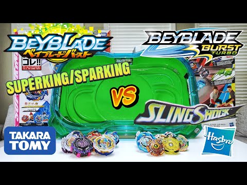 Beyblade Burst SPARKING/SUPERKING vs TURBO SLINGSHOCK - Hasbro vs Takara Tomy Elimination Tournament