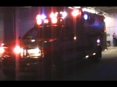Evansville FD Ambulance 166 walk around with all emergency lights on [WY]