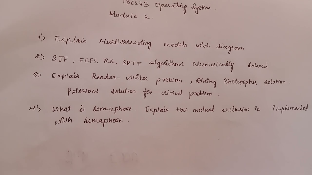 18cs43 (Operating system) Module 2 important questions