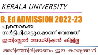 Kerala University B.Ed Admission 2022|B.Ed Admission Details|Latest Updates