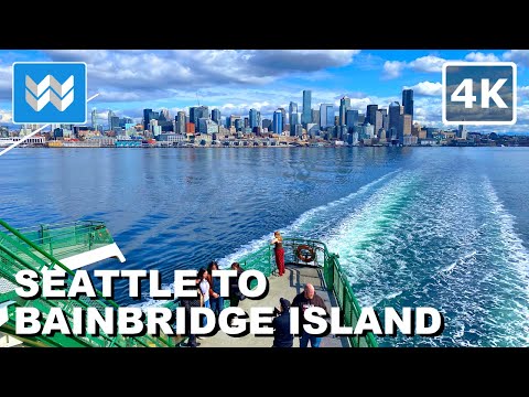 [4K] Seattle to Bainbridge Island Ferry Ride - Walking Tour & Travel Guide - Seattle Skyline View