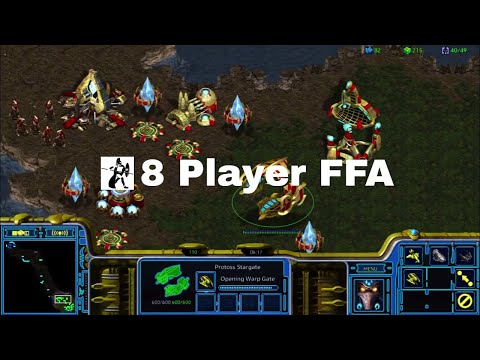 8 Player FFA: Protoss POV Starcraft Brood Wars Remastered