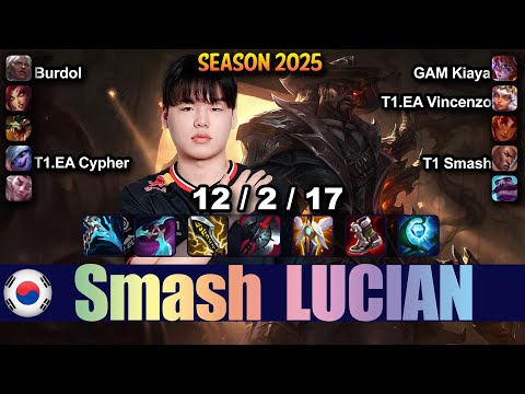 T1 Smash LUCIAN vs TRISTANA ADC - Patch 25.16 KR Ranked | lolrec