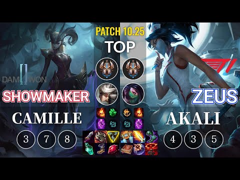 DWG ShowMaker Camille vs T1 Zeus Akali Top - KR Patch 10.25