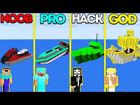 Minecraft Battle: NOOB vs PRO vs HACKER vs GOD: SPEEDBOAT CHALLENGE in Minecraft Animation Video