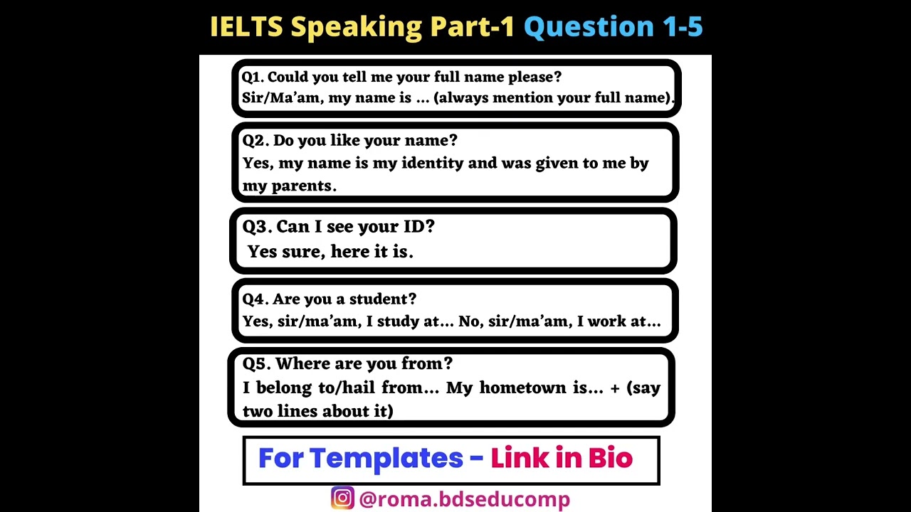IELTS SPEAKING PART 1 Questions