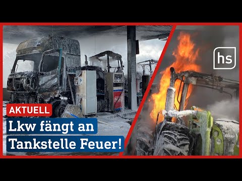 Lkw brennt an Tankstelle aus: Fahrer verhindert Schlimmeres! | hessenschau