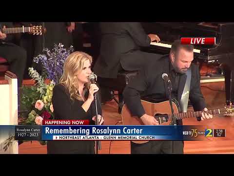 Garth Brooks and Trisha Yearwood perform "Imagine" at memorial for Rosalynn Carter
