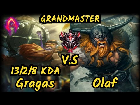 GRF Tarzan (GRAGAS) vs OLAF - 13/2/8 KDA JUNGLE GAMEPLAY - KR Ranked GRANDMASTER