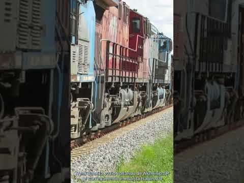 Trem de Bauxita vazio subindo para carregamento em Santa Isabel passando Nova Veneza #brasil #train