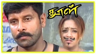 Dhool Movie Scenes | Vikram trolls Jyothika | Vikram warns Pasupathy | Shakuntala