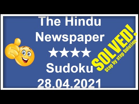 Today The Hindu Sudoku 4 Star Solution | 28.04.2021