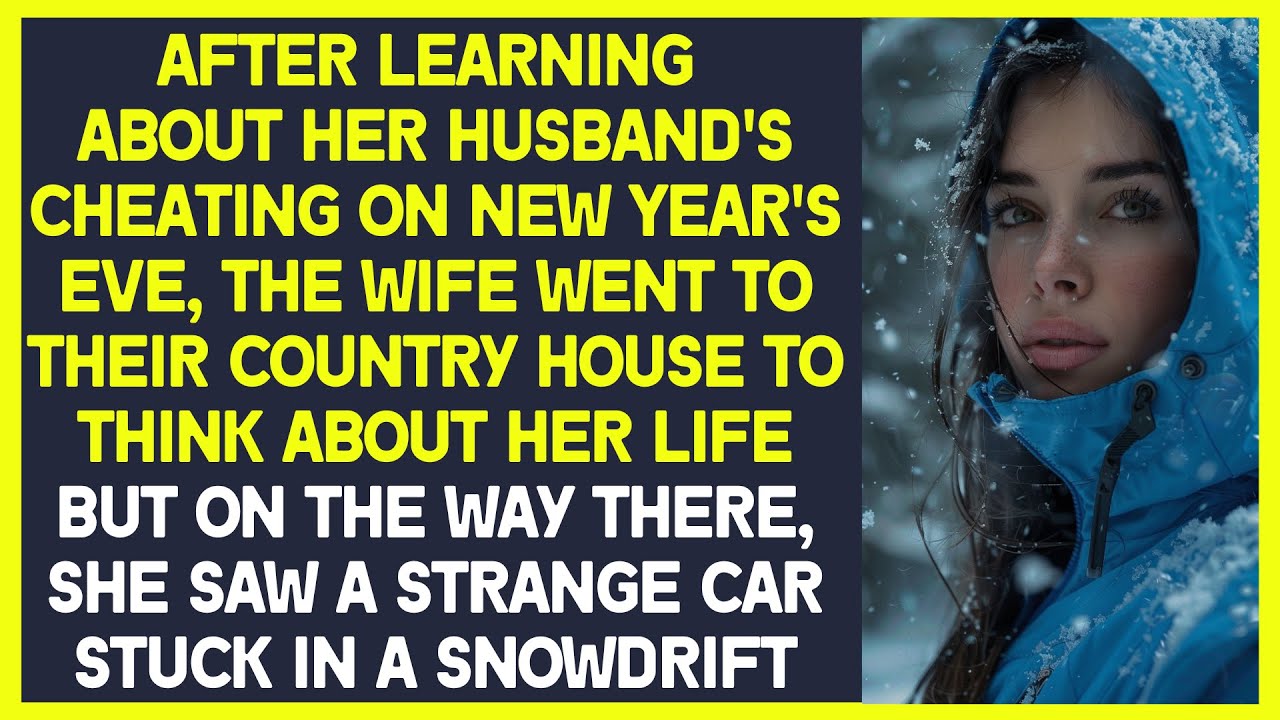 After her husband's infidelity, the wife went to the country house & saw a car stuck in a snowdrift.