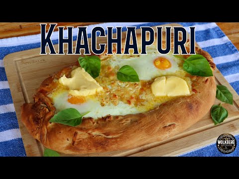 Khachapuri (Georgian cheese bread) recipe | Baked cheese boat bread | Adjarian Khachapuri | Homemade