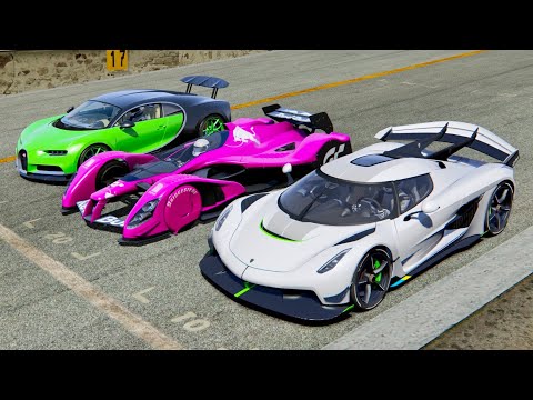Koenigsegg Jesko vs Red Bull X2010 5000 Hp vs Bugatti Chiron Electric Monster - Old Spa