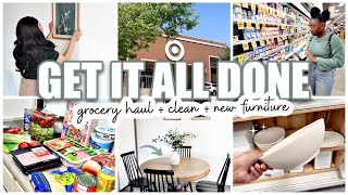 GET IT ALL DONE | Grocery Haul, Clean With Me, New Furniture | #Singlemom