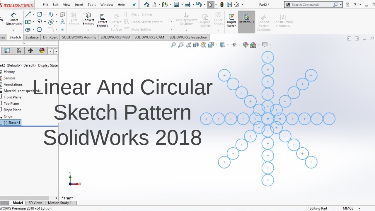 SolidWorks 2018 Tutorial For Beginners _ Linear And Circular Sketch Pattern