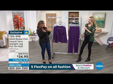 IMAN Global Chic French Terry StraightLeg PullOn Pant