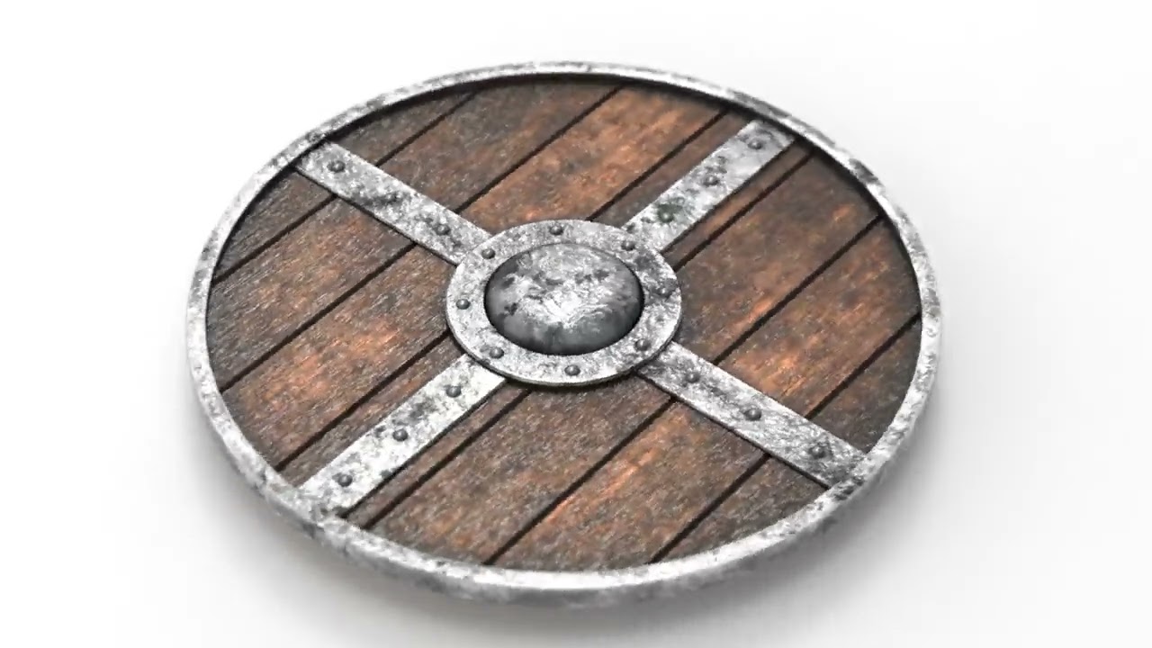 Wooden medieval round shield 3D Model