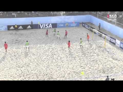 After 13 keepy uppies, Portuguese beach soccer legend Madjer scored a scissors kick golazo