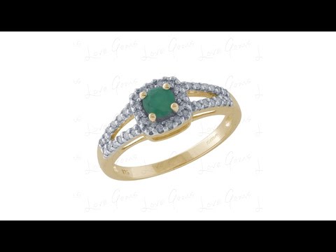 9ct Gold 0.17ct Emerald & 0.20ct Diamond Ring- Hatton Jewellers London