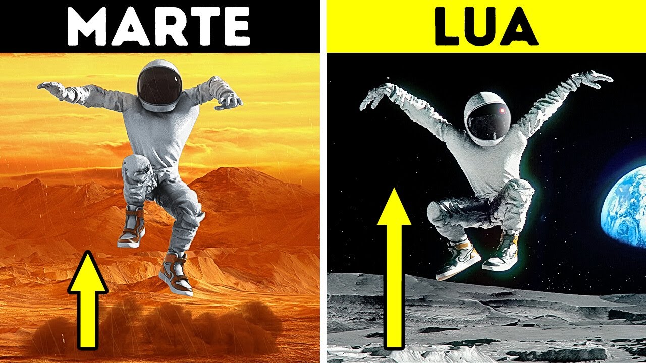 Comparação da Simulação de Gravidade em Diferentes Planetas — Animação 3D