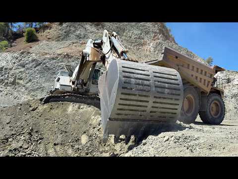 Liebherr 984 Excavator Loading CAT 777 Dumpers At A Magnesite Quarry - Sotiriadis/Labrianidis 4K