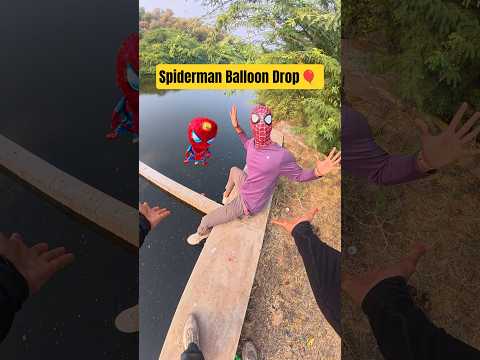 BIG SPIDERMAN BALLOON DROP 😱🎈#rishabhfreerun#parkour#spiderman#balloons#water#shorts#viral#funny