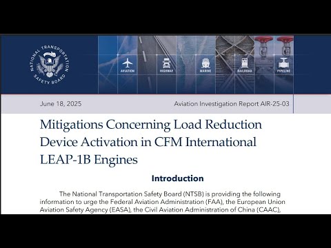 NTSB Urgent Safety Recommendation 737Max LRD CFM Leap Engines