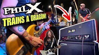 Video thumbnail for ‼️Phil X try’s out Joe Satriani’s 3rd Power DRAGON 100 amp for the first time! 🤯🎸 | Nashville 6/5/24 by Masters of Shred