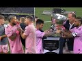 Leo Messi gives Captain's Armband to Yedlin (Ex- Inter Miami Captain) & asks him to lift the trophy