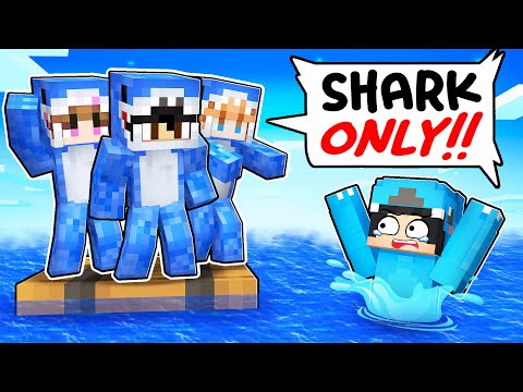 Omz Fan - OMZ Locked on ONE RAFT Only for SHARK in Minecraft! - Parody Story(Roxy and Lily,Crystal)