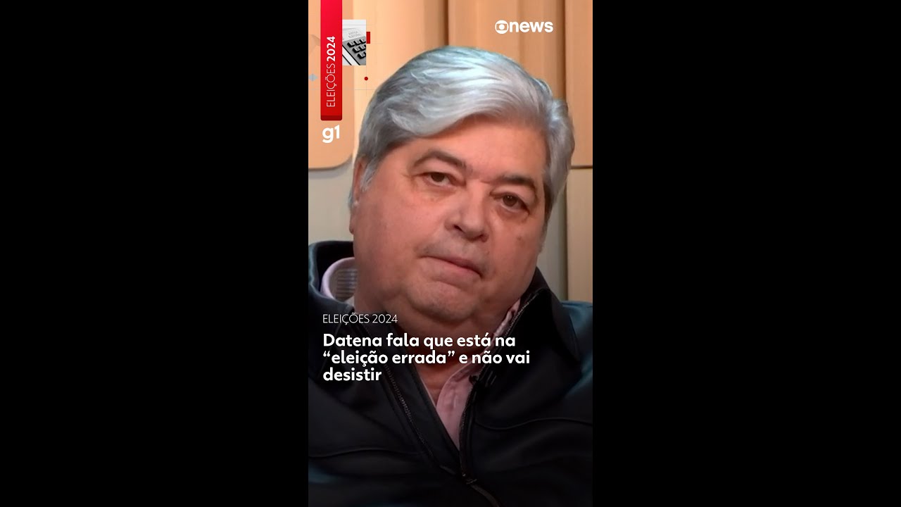 Entrevistado pela #GloboNews, Datena falou que está na “eleição errada” e não vai desistir. #g1