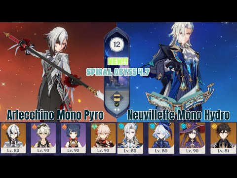 C0 Arlecchino Mono Pyro & C0 Neuvillette Mono Hydro|Genshin Impact Spiral Abyss Floor12 4.7 FullStar