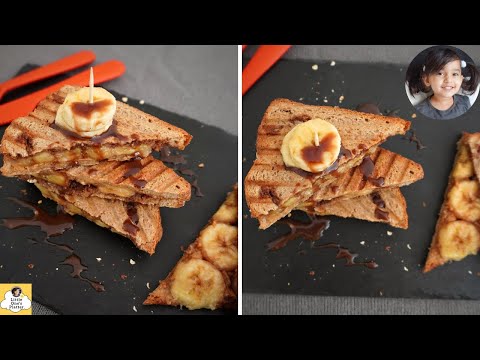 Grilled Banana Peanut butter Chocolate Sandwich | 2 Minute Breakfast sandwich | Banana Sandwich |