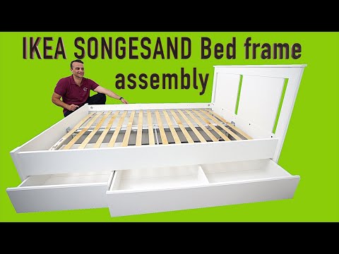 Part of a video titled Ikea SONGESAND bed frame assembly instructions - YouTube