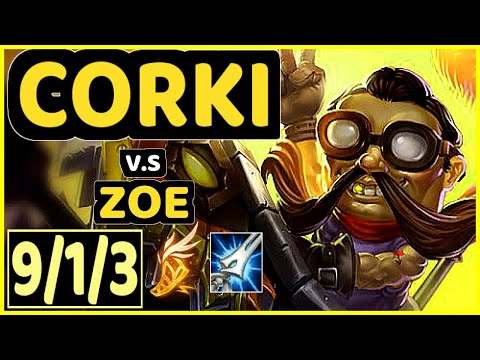 ACHUU (CORKI) vs ZOE - 9/1/3 KDA MID GAMEPLAY - EUW Ranked GRANDMASTER