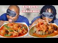 ASMR BLINDFOLD | MEN VS FOOD CHALLENGE AMALA BLACK FUFU with  ASSORTED MEAT STEW and EWEDU MUKBANG