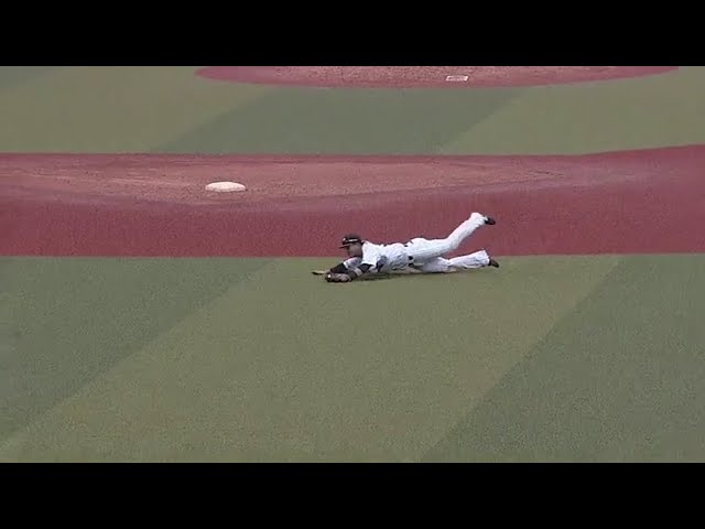 【ファーム】届いた横っ跳び!! マリーンズ・大嶺翔が守備でも躍動!!  2018/5/18 M-DB(ファーム)