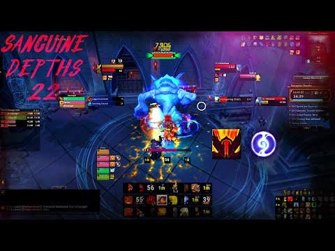 NIGHT FAE FURY WARRIOR M+ 22 Sanguine Depths (Tyrannical,  Inspiring, Quaking) - WoW Shadowlands 9.1