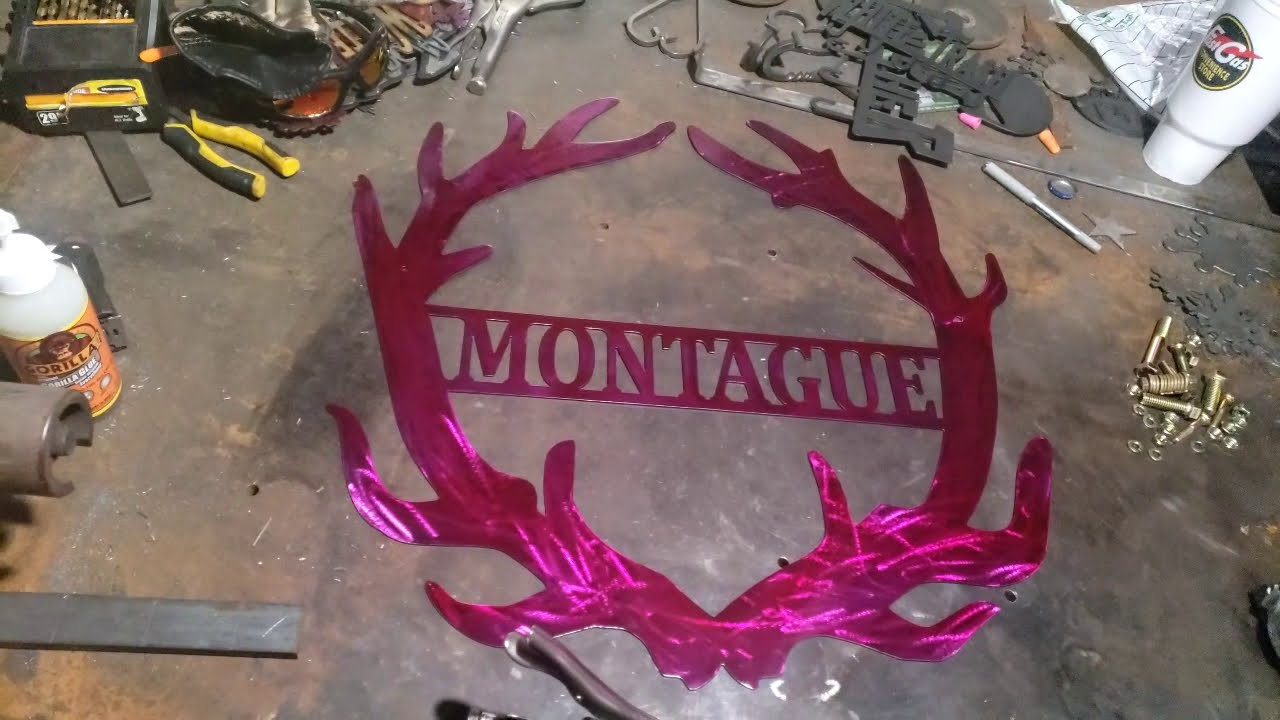 Watch video custom metal sign - custom metal monogram, horn sign in plumb crazy purple, custom metal signs Now custom metal sign - custom metal monogram, horn sign in plumb crazy purple, custom metal signs