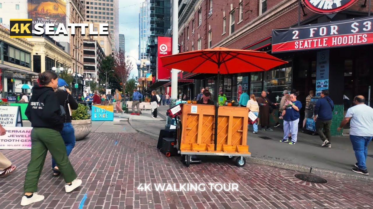 [4k] Seattle’s Pike Street to the Amazon Spheres