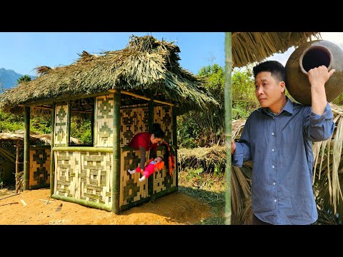 FULL VIDEO: 14-Year-Old Single Mother & Children Build a Complete Bamboo House in 15 Days - New Life