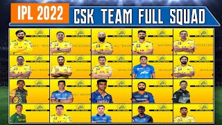 chennai super kings squad after auction 2022 | CSK new full Squad 2022 | csk all 25 players list