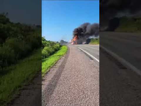 Acidente envolvendo dois caminhões na BR-392. Imagem: Divulgação