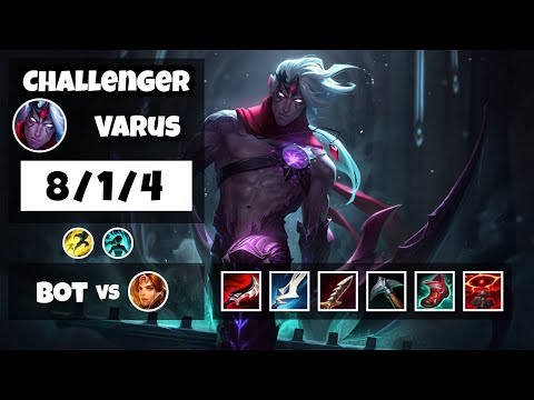 Varus Bot Lane 11.16 Challenger Gameplay Replay S11 (8/1/4) - BR